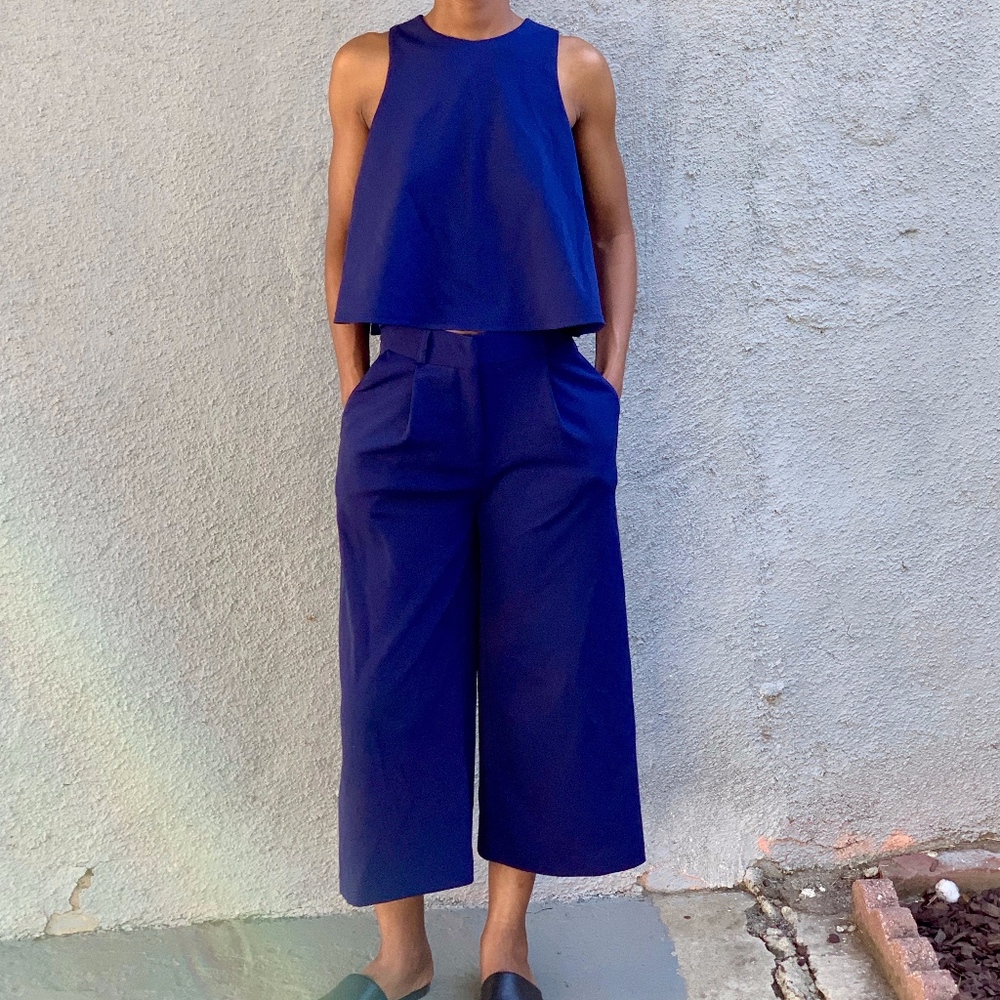 ASOS Blue A-Line Sleeveless Crop Top